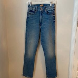 The Swooner Rascal Ankle MOTHER Jeans 26 Let’s Trip High Rise Slim Straight